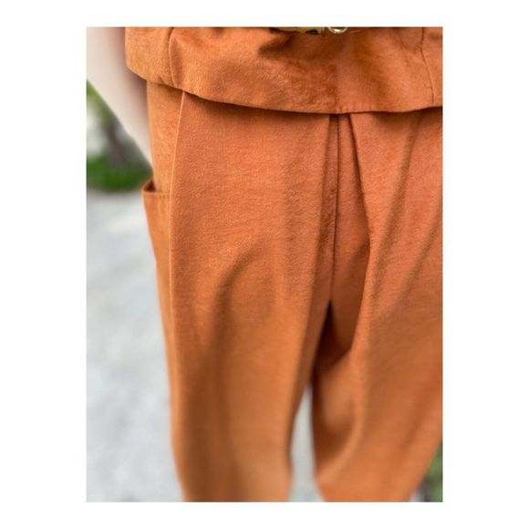 Vintage 70s Hand Sewn Trouser & Vest Set Tobacco Flare Riding Pleats Petite - Picture 13 of 16